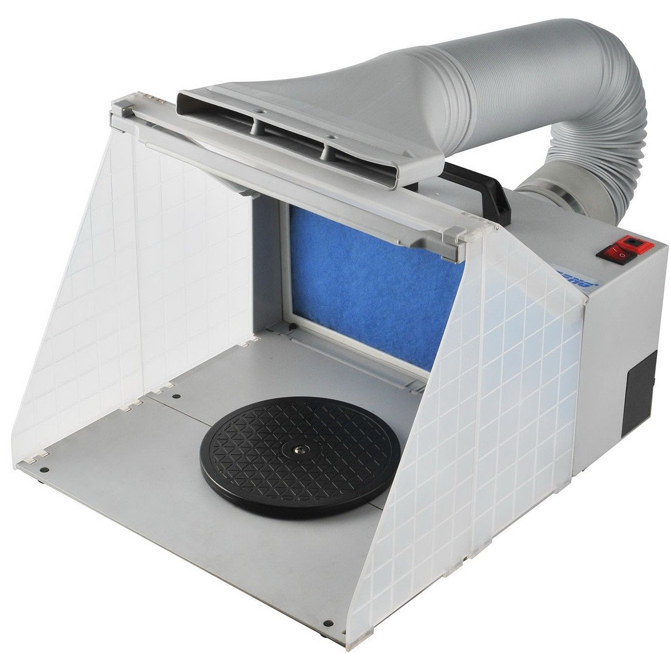 Airbrush extractor/spray booth with LED light and hose